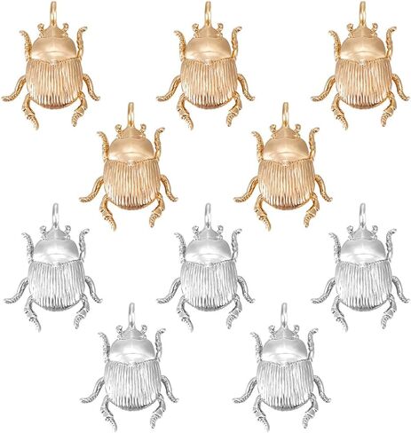 Beebeecraft 1 Box 10Pcs Insect Charms 18K Gold Plated Animal Theme Antique Flying Beetle Charms Pendants Craft Supplies for DIY Jewelry Making Hole: 1.6mm in Saudi Arabia