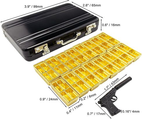 18pcs Miniature Golden Briefcase Set - 16 Fake Gold Bars and 1 Mini Suitcase for 1:6 Mini Dollhouse Micro Scene Themed Party Decoration in Saudi Arabia