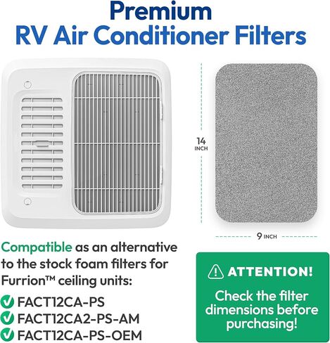 Premium RV AC Filter - Triple-Stage Replacement RV Filters Compatible w/Furrion Chill Air Conditioner FACT12CA Series - 9"x14" AC Filters for Camper, Motorhome, Travel Trailer, Fifth Wheel - 1Filter in Saudi Arabia