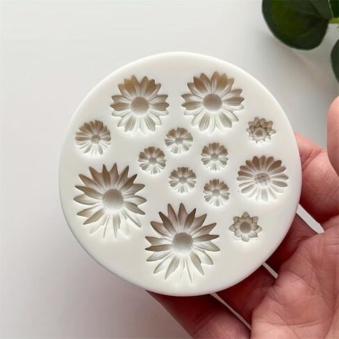 1PC Flower Silicone Mold for Polymer Clay Crafts with Detailed Floral Cavities for DIY Earrings, Pendants, Charms, Gray in Saudi Arabia