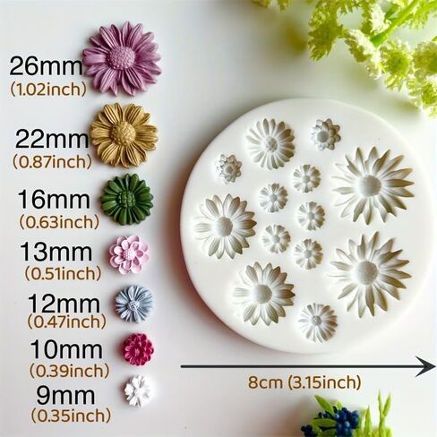 1PC Flower Silicone Mold for Polymer Clay Crafts with Detailed Floral Cavities for DIY Earrings, Pendants, Charms, Gray in Saudi Arabia