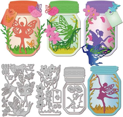 GLOBLELAND Jar Fairy Cutting Dies Metal Flower Grass Die Cuts Butterfly Twig Cutting Embossing Templates for Scrapbooking Crafts Paper Cards Making in Saudi Arabia