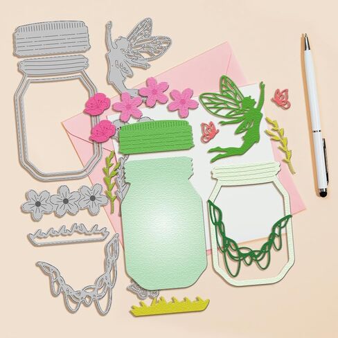 GLOBLELAND Jar Fairy Cutting Dies Metal Flower Grass Die Cuts Butterfly Twig Cutting Embossing Templates for Scrapbooking Crafts Paper Cards Making in Saudi Arabia