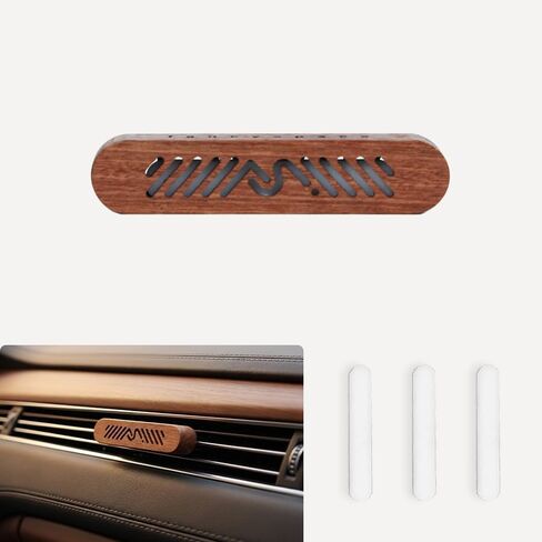 Fancyspace Car Air Freshener – Magnetic Wooden Vent Clip with 3 Refill Pads, 30-Day Long Lasting, Natural Sapele Wood, Premium Scents by DSM-Firmenich (圣诞款正常夹, Cashmere Cedar) in Saudi Arabia
