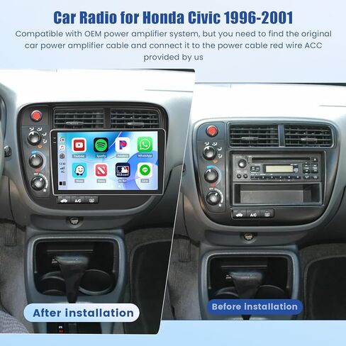 2+64G Inefala لسيارة Honda Civic 1996-2000 Android 13 ستيريو راديو السيارة مع CarPlay Android Auto، وحدة رأس شاشة تعمل باللمس 9 بوصة مع WiFi GPS Bluetooth FM/RDS SWC USB وكاميرا احتياطية MIC in Saudi Arabia