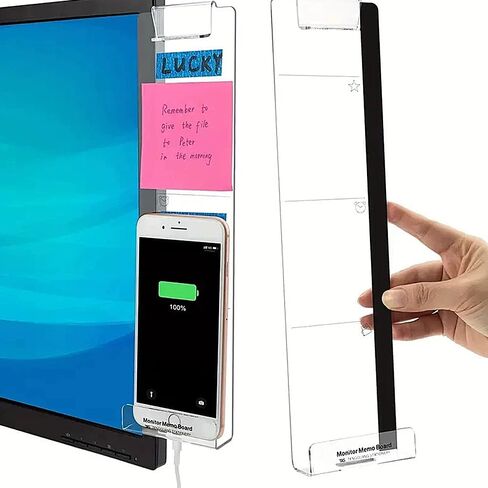 1 Pack Computer Monitor Memo Board, Acrylic Sticky Note Holder, Desktop Message Board Office Desk Accessories (with a Phone Slot) in Saudi Arabia