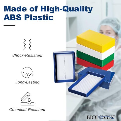 5PCS Microscope Slide Storage Box, 25-Place Plastic Microscope Slide Holder with Foam Liner for 25mm × 75mm Microslide, Assorted Colors in Kuwait