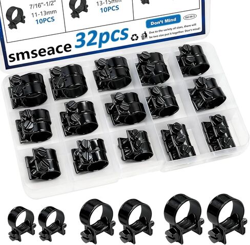 smseace 60 قطعة 8 مقاسات مشابك خرطوم حقن الوقود مجموعة متنوعة مطلية بالزنك 7-16 مم مشابك خرطوم الضغط العالي لأنابيب الديزل/البنزين في السيارات والبحرية والشاحنات in Kuwait