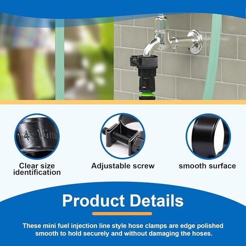 smseace 60 قطعة 8 مقاسات مشابك خرطوم حقن الوقود مجموعة متنوعة مطلية بالزنك 7-16 مم مشابك خرطوم الضغط العالي لأنابيب الديزل/البنزين في السيارات والبحرية والشاحنات in Kuwait