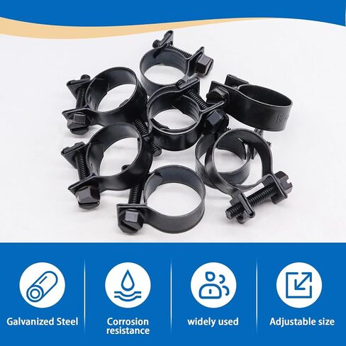 smseace 60 قطعة 8 مقاسات مشابك خرطوم حقن الوقود مجموعة متنوعة مطلية بالزنك 7-16 مم مشابك خرطوم الضغط العالي لأنابيب الديزل/البنزين في السيارات والبحرية والشاحنات in Kuwait