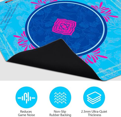Mahjong Mat, 31.5x31.5 Inch Neoprene Gaming Surface with Rules, Anti-Slip Noise Reduction Table Cover for Tiles and Cards, Includes Storage Bag, Blue in Saudi Arabia