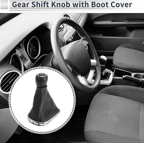 6 Speed Manual Gear Shifter Knob with Cover for Chevrolet Cruze 2010-2015 Plastic Faux Leather Automotive Gearbox Stick Shifter Lever Knob Black White in Saudi Arabia