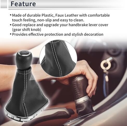 6 Speed Manual Gear Shifter Knob with Cover for Chevrolet Cruze 2010-2015 Plastic Faux Leather Automotive Gearbox Stick Shifter Lever Knob Black White in Saudi Arabia