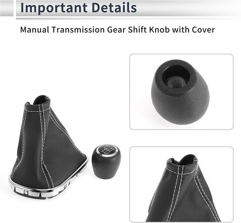 6 Speed Manual Gear Shifter Knob with Cover for Chevrolet Cruze 2010-2015 Plastic Faux Leather Automotive Gearbox Stick Shifter Lever Knob Black White in Saudi Arabia