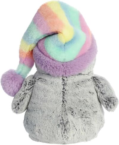 Aurora® Festive Pompom Penguin™ Pom Pom Rainbow Hat™ حيوان محشو - رفاق نابضون بالحياة للاحتضان الدافئ - مثالي للبالغين والأطفال وأعياد الميلاد - رمادي 9 بوصات in Saudi Arabia