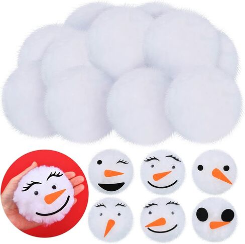 Tatuo 20 Pieces 4 Inch White Pom Pom Balls Fluffy Craft Pom Poms Large White Pom Poms Creative Crafts Decorations with Plastic Self-Adhesive Googly Eyes for DIY Craft Christmas Party Decoration in Saudi Arabia