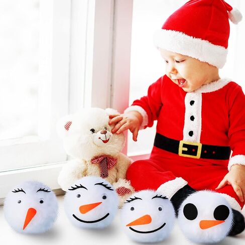 Tatuo 20 Pieces 4 Inch White Pom Pom Balls Fluffy Craft Pom Poms Large White Pom Poms Creative Crafts Decorations with Plastic Self-Adhesive Googly Eyes for DIY Craft Christmas Party Decoration in Saudi Arabia