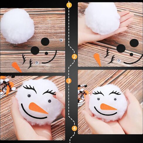 Tatuo 20 Pieces 4 Inch White Pom Pom Balls Fluffy Craft Pom Poms Large White Pom Poms Creative Crafts Decorations with Plastic Self-Adhesive Googly Eyes for DIY Craft Christmas Party Decoration in Saudi Arabia