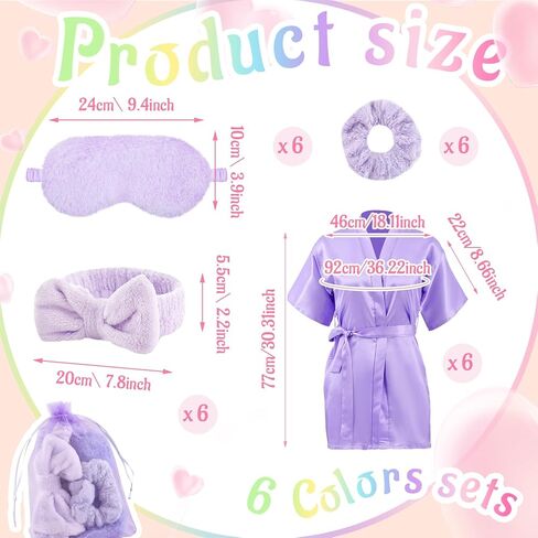 36 Pcs Sleepover Party Supplies for Girl Spa Robe Blanket Heart Pillow Sleep Eye Mask Headband Scrunchies Slumber Party Favor(Multicolor) in Saudi Arabia