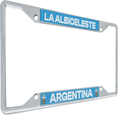 إكسسوارات السيارات من Desert Cactus Argentine Football Association AFA Argentina Albiceleste لكرة القدم إطار لوحة ترخيص معدني وحامل بطاقات للجزء الأمامي أو الخلفي من السيارة (الإطار - التصميم C) in Kuwait
