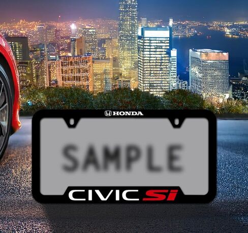 Honda Civic Si Wordmark Black ABS Plastic License Plate Frame Holder UV Printed 2 Hole (Black) in Saudi Arabia
