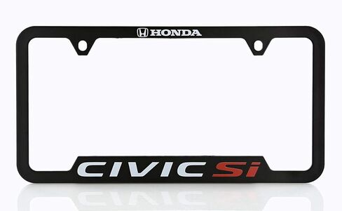Honda Civic Si Wordmark Black ABS Plastic License Plate Frame Holder UV Printed 2 Hole (Black) in Saudi Arabia
