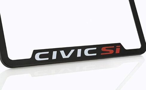 Honda Civic Si Wordmark Black ABS Plastic License Plate Frame Holder UV Printed 2 Hole (Black) in Saudi Arabia