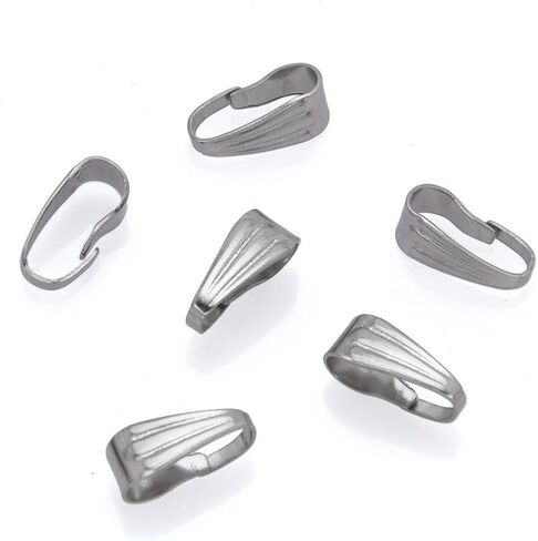 300pcs Adabele 316 Grade Stainless Steel Surgical Pendant Clasp Bail Clip 9mm Snap On Connector for DIY Craft Jewelry Making SEF22 in Saudi Arabia