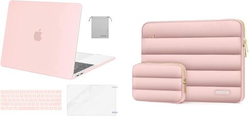 حافظة MOSISO متوافقة مع جهاز MacBook Pro 13 بوصة M2 2024-2016 A2338 M1 A2251 A2289 A2159 A1989 A1708 A1706، غطاء بلاستيكي صلب وغطاء لوحة مفاتيح وواقي شاشة وحقيبة وحقيبة مع حقيبة صغيرة، وردي طباشيري ووردي in Saudi Arabia