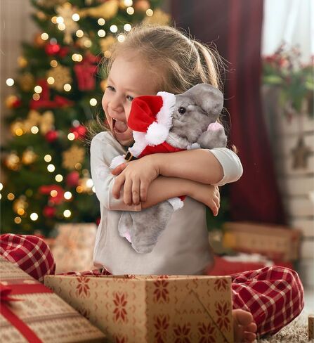 دمية محشوة من دولليبو سانتا فرس النهر - فرس النهر الحيوان البري لعيد الميلاد مع هدية سانتا كلوز الحمراء للعطلة مع تخصيص الاسم - 11.5 بوصة in Kuwait
