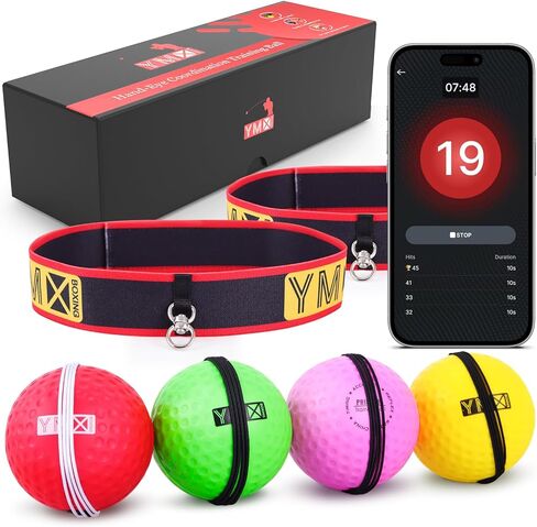 مجموعة كرات YMX BOXING Ultimate Reflex - 4 كرات رد فعل منعكس بالإضافة إلى 2 عصابة رأس قابلة للتعديل، رائعة للانعكاس والتوقيت والدقة والتركيز والتدريب على التنسيق بين اليد والعين للملاكمة وفنون القتال المختلطة وكراف ميجا in Kuwait
