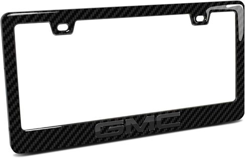 iPick Image for GMC in 3D Dark Gray on Real Carbon Fiber ABS Plastic License Plate Frame is Official Licensed in Saudi Arabia