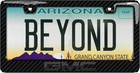 iPick Image for GMC in 3D Dark Gray on Real Carbon Fiber ABS Plastic License Plate Frame is Official Licensed in Saudi Arabia