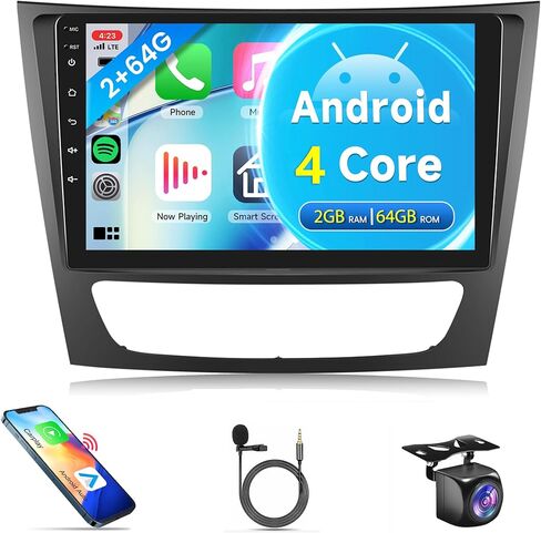 2G+64G Carplay for Mercedes Benz E Class CLS W211 E200 CLS E320 E350 E500 W219 E220 E300 E240 2002-2010, Rimoody Android 13 Car Stereo Radio 9‘’ Touchscreen Android Auto GPS WiFi BT FM/RDS Camera in Saudi Arabia