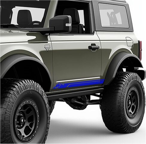 ملصقات من الفينيل لرسومات Mountain Range Rocker Stripes وخطوط السباق متوافقة مع Ford Bronco 4 و2 Door 2021 وما فوق (أسود غير لامع، 4 أبواب) in Saudi Arabia