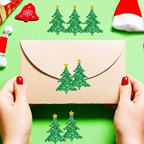 500Pcs Christmas Stickers for Kids Laser Xmas Tree Sticker Roll 1.2in Holographic Xmas Winter Holiday Adhesive Label Stickers Decal for Christmas Envelopes Invitations Cards Gifts Decorations in Saudi Arabia