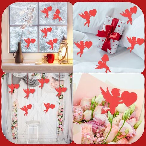 72 Pcs Valentine's Day Cupid Cutouts - Red Cupid Cut-Outs Paper Die Cuts for Classroom, School Bulletin Board, Wedding, Anniversary Decorations in Saudi Arabia