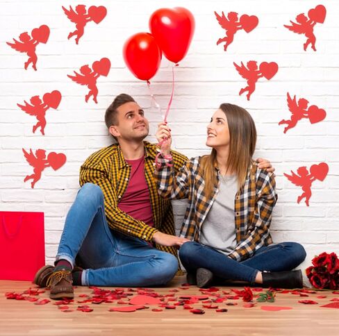 72 Pcs Valentine's Day Cupid Cutouts - Red Cupid Cut-Outs Paper Die Cuts for Classroom, School Bulletin Board, Wedding, Anniversary Decorations in Saudi Arabia