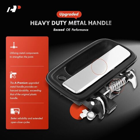 A-Premium Front Left Driver Side Upgraded Metal Exterior Door Handle with Keyhole Compatible with Toyota Tacoma 1995-2004, Chrome and Black, Replace# 6922035030 in Saudi Arabia