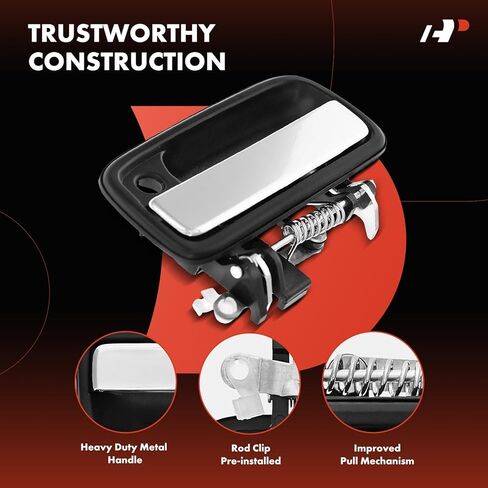 A-Premium Front Left Driver Side Upgraded Metal Exterior Door Handle with Keyhole Compatible with Toyota Tacoma 1995-2004, Chrome and Black, Replace# 6922035030 in Saudi Arabia