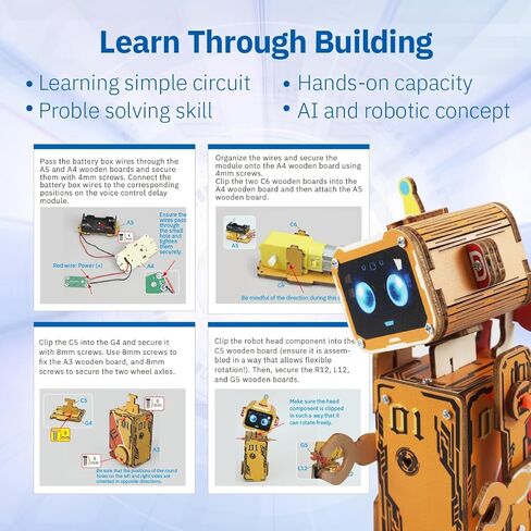 مجموعة الروبوتات الجذعية للأطفال من سن 8 إلى 12 عامًا، مجموعة العلوم الروبوتية الذكية التفاعلية للتحكم الصوتي للأطفال من سن 8 إلى 12 عامًا، لعشاق العلوم والتكنولوجيا in Kuwait
