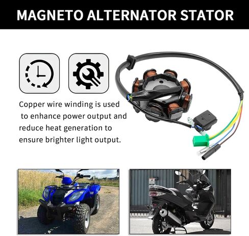 Stator Gy6 Magneto Alternator Stator, 8 Coil 5 Wires Alternating Current Copper Ignition Stator for GY6 50cc 70cc 90cc 110cc 125cc 150cc Scooter Moped Atv Go Kart Dirt Buggy Engine Taotao in Saudi Arabia