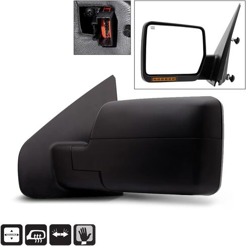 ACANII-For 2004 2005 2006 Ford F150 الطراز الأصلي مرآة جانبية لعرض الحرارة مع إشارة LED لاستبدال جانب السائق in Saudi Arabia