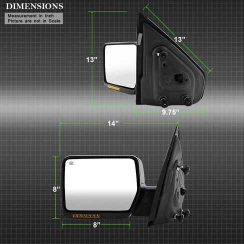 ACANII-For 2004 2005 2006 Ford F150 الطراز الأصلي مرآة جانبية لعرض الحرارة مع إشارة LED لاستبدال جانب السائق in Saudi Arabia