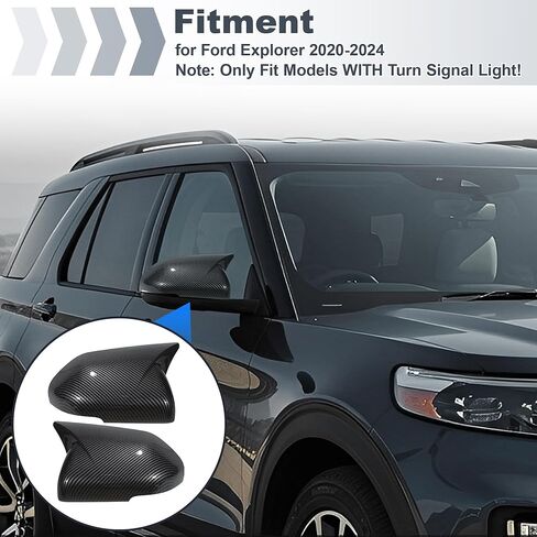 Motoforti 2PCS الجانب الأيسر الأيمن Ox Horn Wing غطاء مرآة غطاء لسيارة Ford Explorer 2020-2024، غطاء مرآة الرؤية الخلفية للسيارة، غطاء مرآة الباب الخارجي، غطاء مرآة الرؤية الخلفية للسائق والركاب in Saudi Arabia