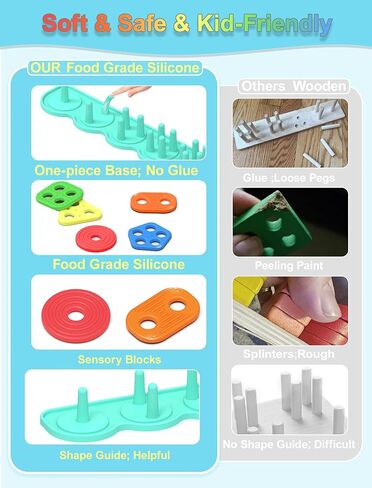 Montessori Learning Toddler Toys 1 2 3: Soft Silicone Shape Color Sorting Stacking Toy for 1-3 Year Old Boy Girl Gifts in Saudi Arabia
