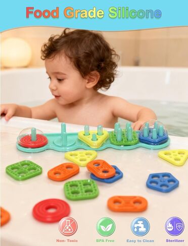 Montessori Learning Toddler Toys 1 2 3: Soft Silicone Shape Color Sorting Stacking Toy for 1-3 Year Old Boy Girl Gifts in Saudi Arabia