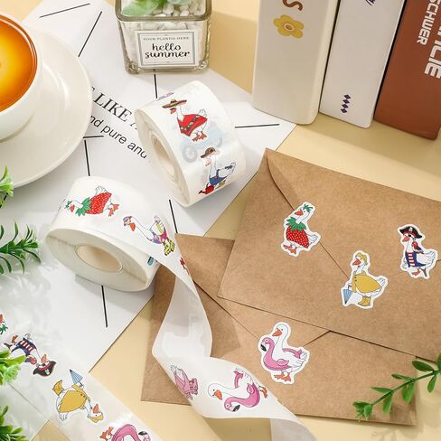 Whaline 1000 Pcs Silly Goose Stickers Roll Funny Goose Self Adhesive Decals for Birthday Baby Shower Party DIY Craft Scrapbook Decor, 2 Rolls, 16 Designs in Saudi Arabia