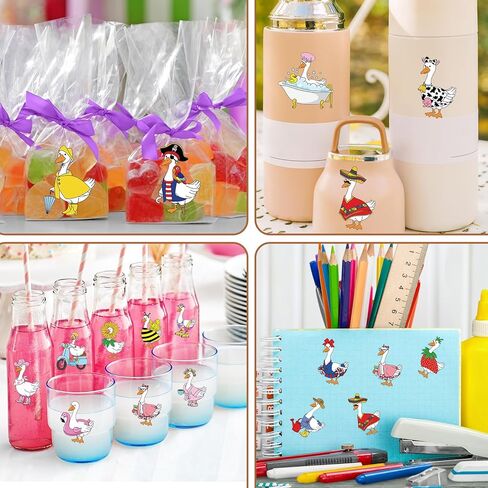 Whaline 1000 Pcs Silly Goose Stickers Roll Funny Goose Self Adhesive Decals for Birthday Baby Shower Party DIY Craft Scrapbook Decor, 2 Rolls, 16 Designs in Saudi Arabia
