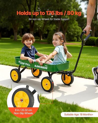VEVOR 39 بوصة سحب على طول عربة الأطفال، عربات لعبة البضائع الحمراء المتدحرجة للأطفال، عربة أدوات خارجية للتخييم في الحديقة والشاطئ مع جميع عجلات التضاريس لحضور الأطفال، تدعم ما يصل إلى 330 رطلاً in Saudi Arabia